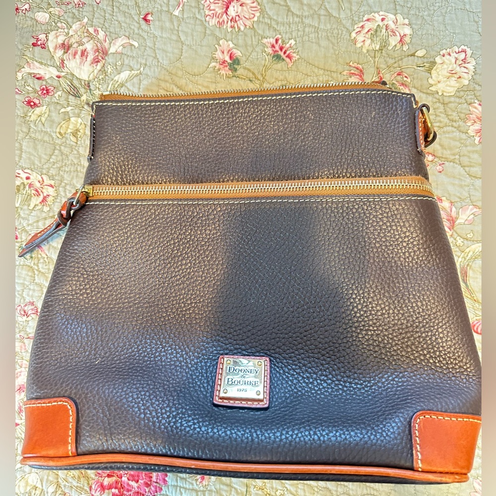 Dooney & Bourke Black and Tan Leather Shoulder Bag
